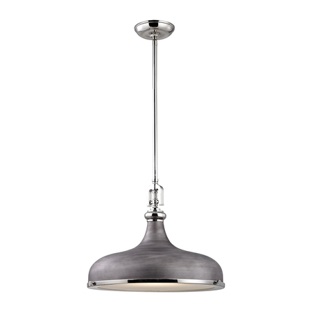 Rutherford 1-Lght Pndnt Polished Nckl and Weathered Zinc w/Metal Shade -  ELK LIGHTING, 57082/1